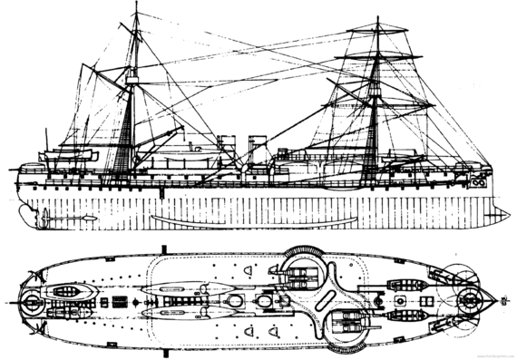 Боевой корабль China - ROCN Ting Yuan [Battleship] - чертежи, габариты, рисунки